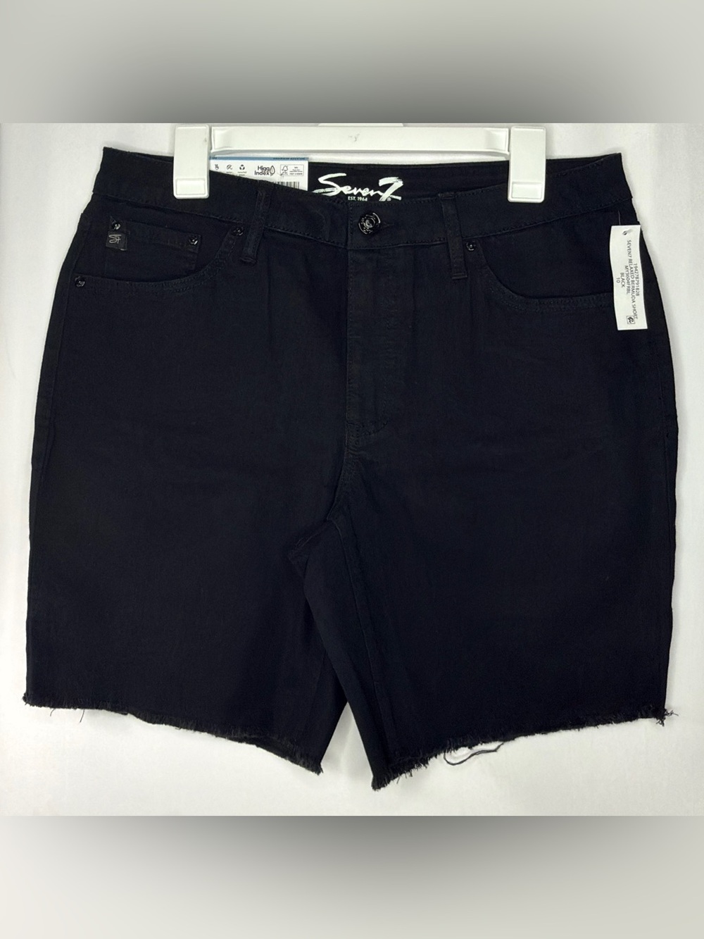Seven7 Relaxed Bermuda Black Denim Mid Rise Shorts Size 10